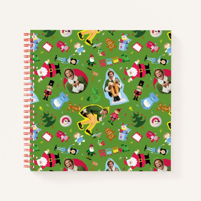 Buddy the Elf and Christmas Icons Pattern Notebook (Front)