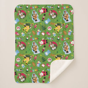 Buddy the Elf and Christmas Icons Pattern Sherpa Blanket