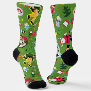 Buddy the Elf and Christmas Icons Pattern Socks