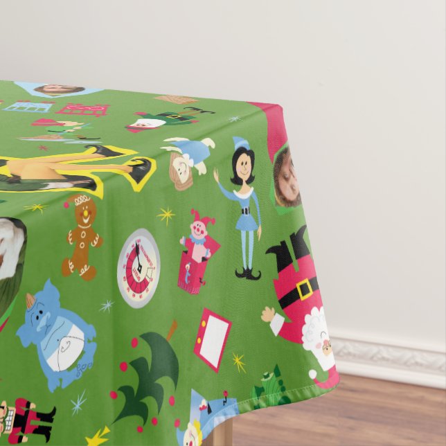 Buddy the Elf and Christmas Icons Pattern Tablecloth (In Situ)