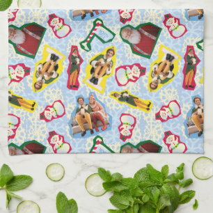 Buddy the Elf and Santa North Pole Pattern Tea Towel