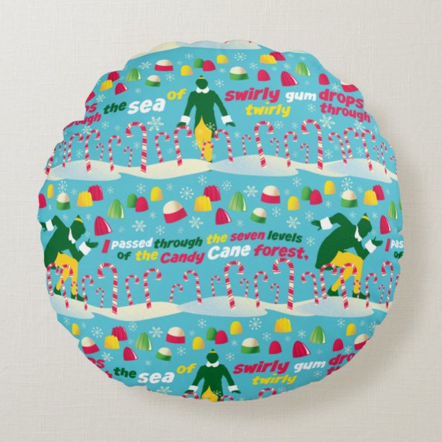 Buddy the Elf Candy Pattern Round Cushion (Front)