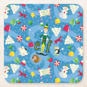 Buddy the Elf Cartoon Pattern Square Paper Coaster