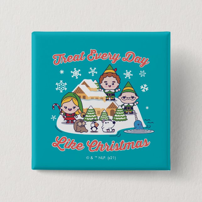 Buddy the Elf Chibi Graphic 15 Cm Square Badge (Front)