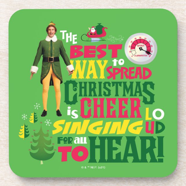 Buddy the Elf | Christmas Cheer Graphic Quote Coaster (Front)