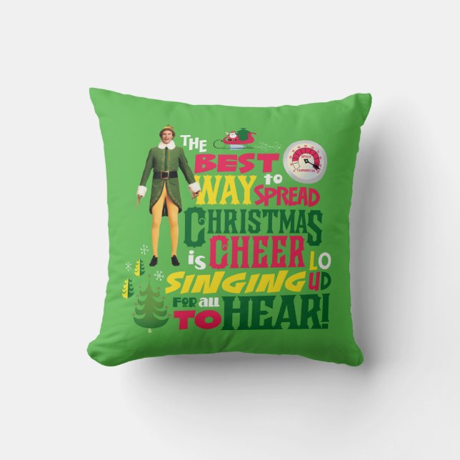 Buddy the Elf | Christmas Cheer Graphic Quote Cushion (Front)