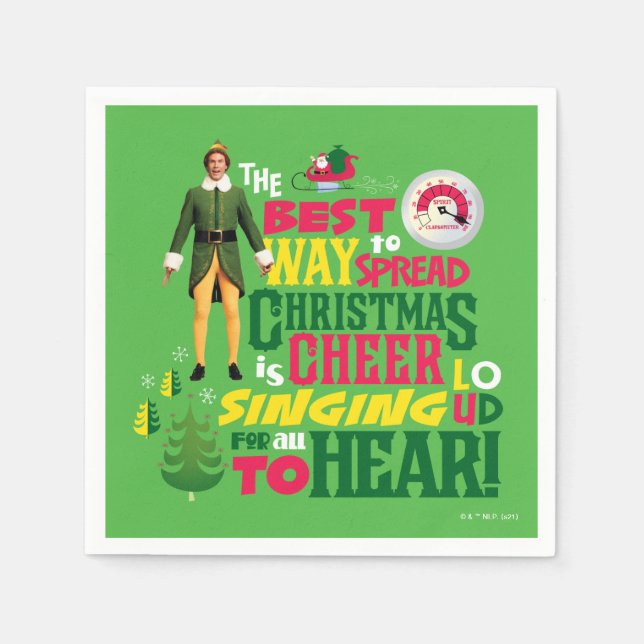 Buddy the Elf | Christmas Cheer Graphic Quote Napkin (Front)