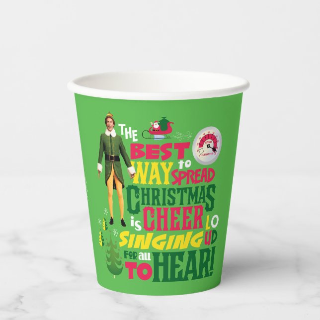 Buddy the Elf | Christmas Cheer Graphic Quote Paper Cups (Front)