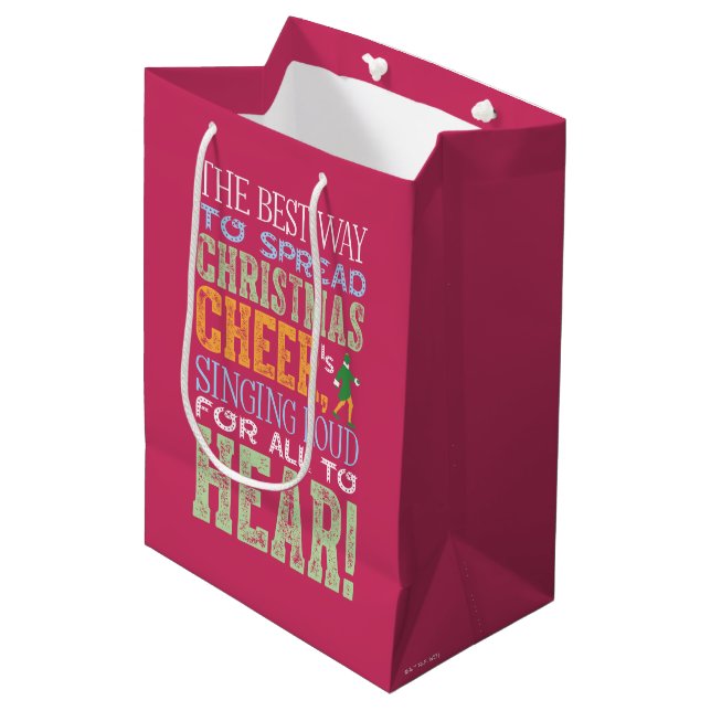 Buddy the Elf | Christmas Cheer Quote Medium Gift Bag (Front Angled)