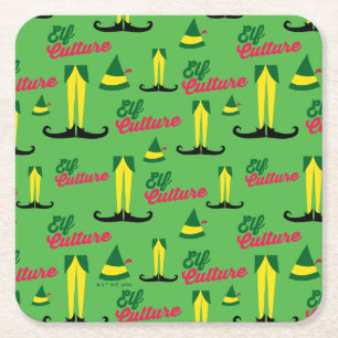 Buddy the Elf   Elf Culture Pattern Square Paper Coaster