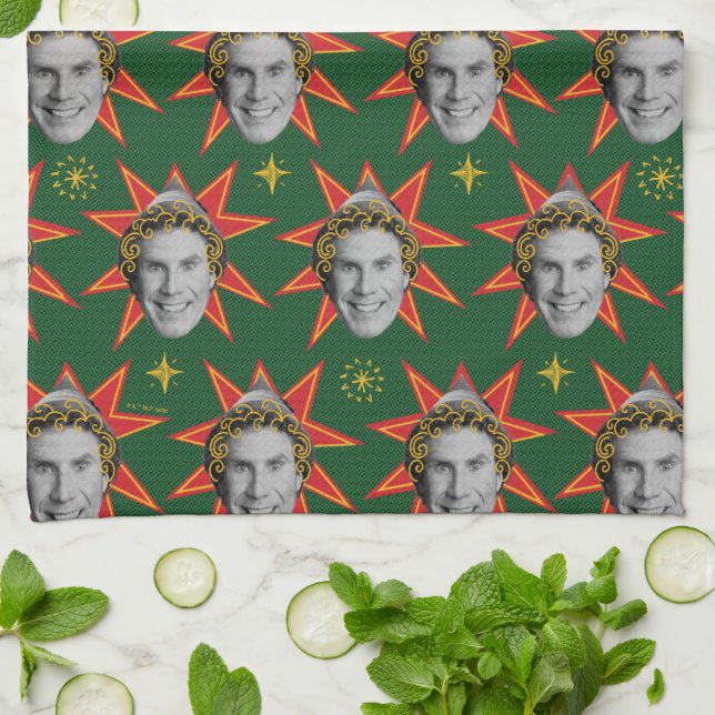 Buddy the Elf Emotions Pattern Tea Towel (Folded)