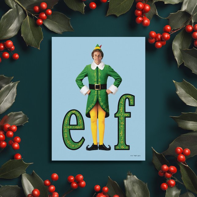 Buddy the Elf Movie Logo Postcard (Postcard simulated on table)