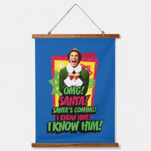 Buddy the Elf   OMG! Santa! Hanging Tapestry