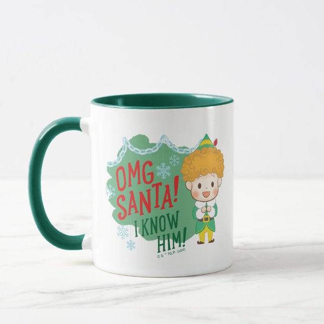 Buddy the Elf OMG Santa! I Know Him! Mug (Left)