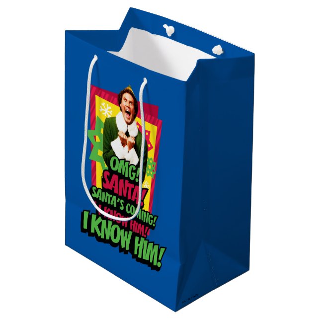 Buddy the Elf | OMG! Santa! Medium Gift Bag (Front Angled)