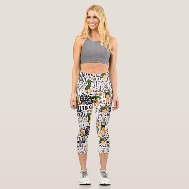 Buddy the Elf Quote Pattern Capri Leggings (Front)