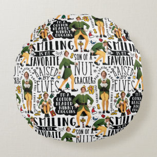 Buddy the Elf Quote Pattern Round Cushion