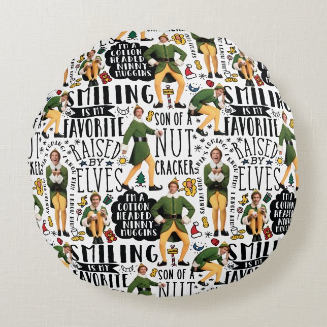 Buddy the Elf Quote Pattern Round Cushion (Front)