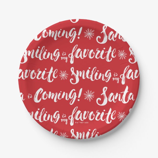 Buddy the Elf | Smiling is my Favourite Pattern Paper Plate (Front)