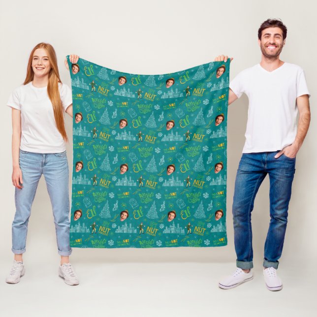 Buddy the Elf Teal Quote Pattern Fleece Blanket (In Situ)