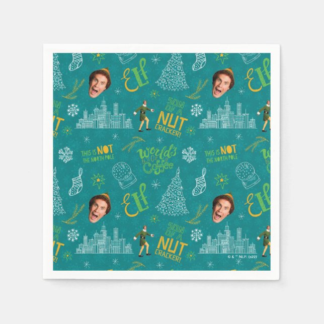 Buddy the Elf Teal Quote Pattern Napkin (Front)
