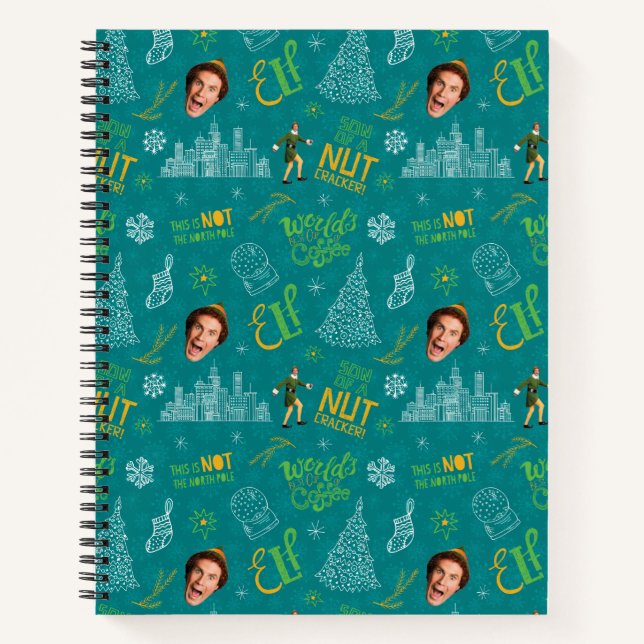 Buddy the Elf Teal Quote Pattern Notebook (Front)