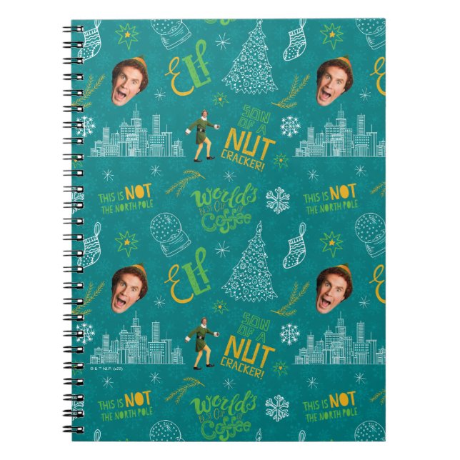 Buddy the Elf Teal Quote Pattern Notebook (Front)