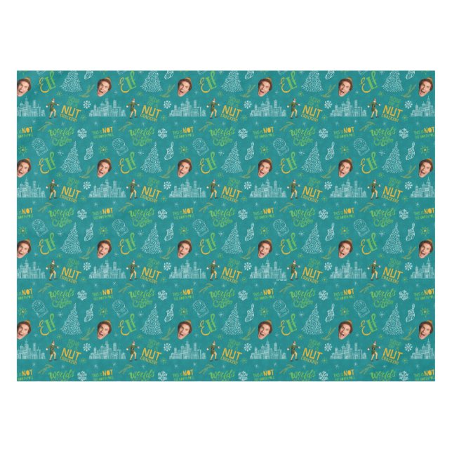 Buddy the Elf Teal Quote Pattern Tablecloth (Front (Horizontal))