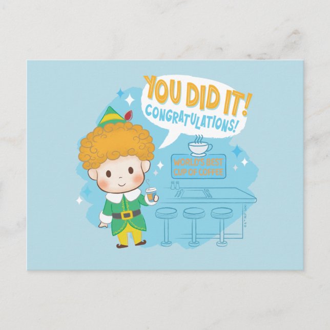 Buddy the Elf You Did It! Congratulations! Holiday Postcard (Front)
