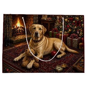 Buddy The Yellow Labrador Retriever Holiday Large Gift Bag
