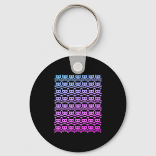 Buddycatafk all over skull pink fade dark key ring