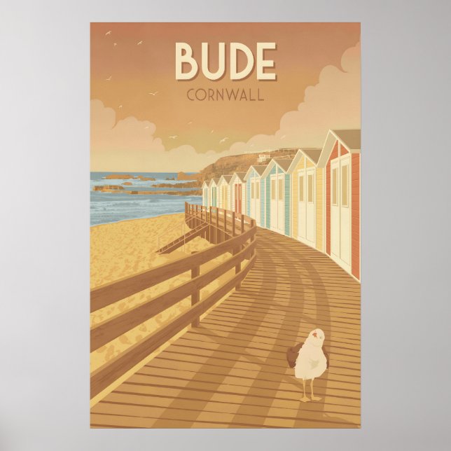 Bude Cornwall Travel Poster (Front)