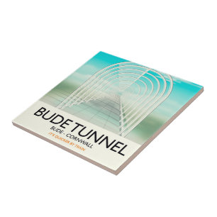 Bude Tunnel, Cornwall Parody Travel poster Ceramic Tile