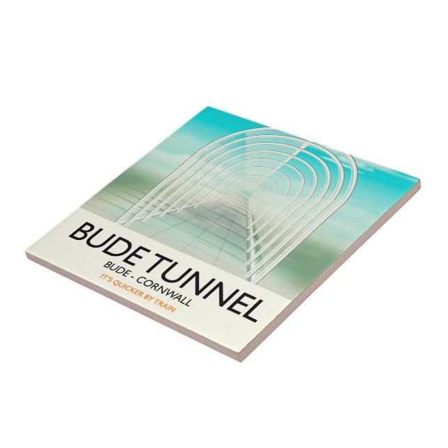 Bude Tunnel, Cornwall Parody Travel poster Ceramic Tile (Side)