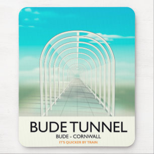 Bude Tunnel, Cornwall Parody Travel poster Mouse Pad