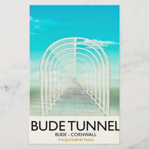 Bude Tunnel, Cornwall Parody Travel poster Stationery