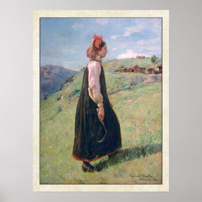 Budeia Norwegian Hallingdal Folk Costume Poster (Front)