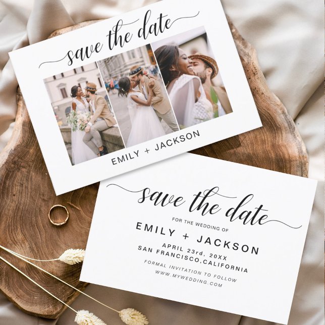 Budge Save the Date 3 Photo Elegant Modern Flyer (Creator Uploaded)