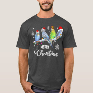 Budgerigar Budgie Bird Christmas Lights Xmas  T-Shirt