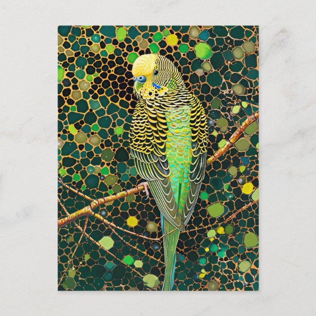 Budgerigar in Aborigine Dot Art Style Postcard (Front)