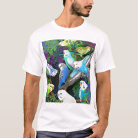 Budgerigar Parakeets and Ferns T-Shirt