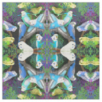 Budgerigar Parrots in Ferns Fabric