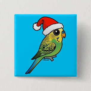 Budgerigar Santa Claus 15 Cm Square Badge