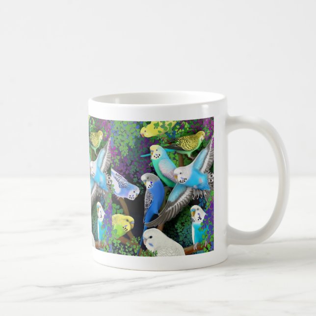 Budgerigars and Ferns Mug (Right)
