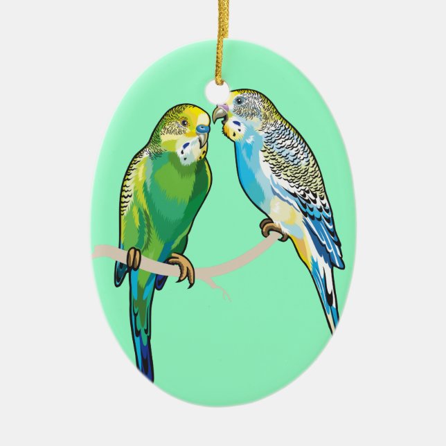 budgerigars ceramic tree decoration (Front)