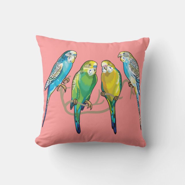 budgerigars cushion (Front)
