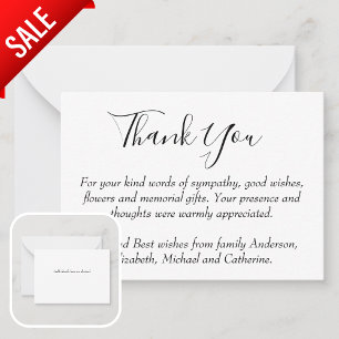 BUDGET 100 x Thank You Funeral Memorial NoteCards