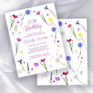 BUDGET 100th Birthday Party Wildflower Invitation