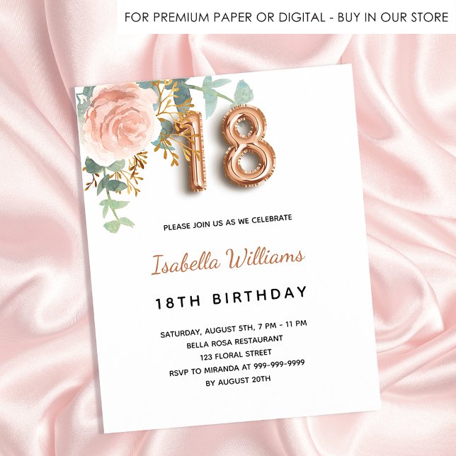 Budget 18th birthday floral rose gold eucalyptus (Creator Uploaded)