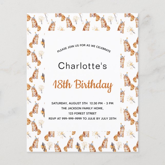 Budget 18th birthday party cats white golden (Front)